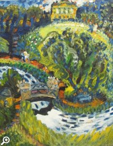 Наталья Жилина Мостик через Славянку 1991 холст, масло, 100х80 см