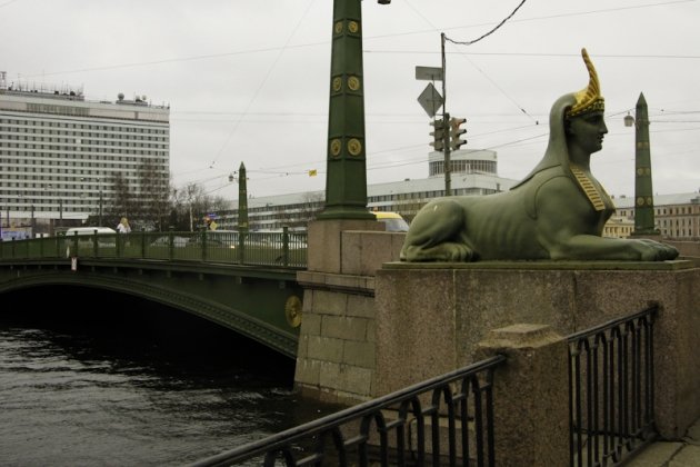 Сфинксы на египетском мосту в Санкт Петербурге